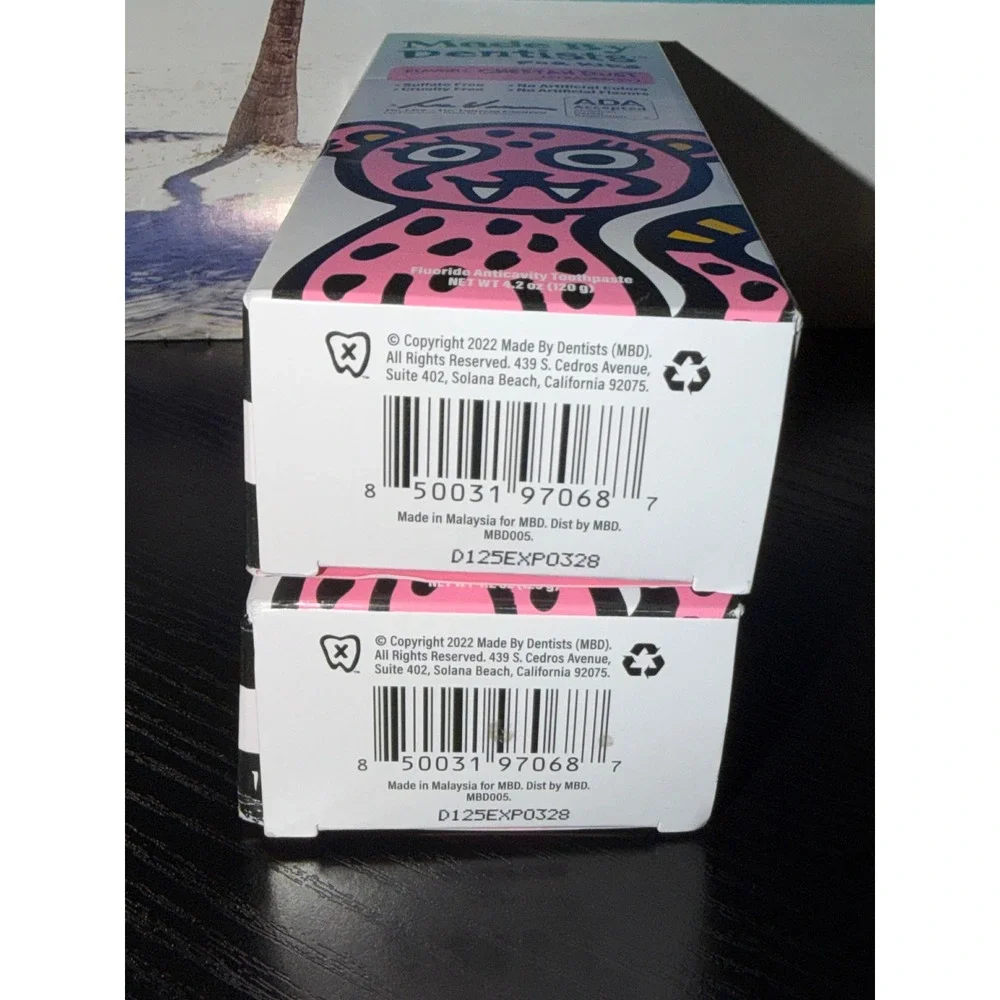 Made By Dentists Kids Cheetah Dust Strawberry Toothpaste 4.2oz 2pk ADA Accepted